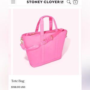 NWT - Stoney Clover Lane Classic Tote Bag Bubblegum Hot Pink Removable Strap